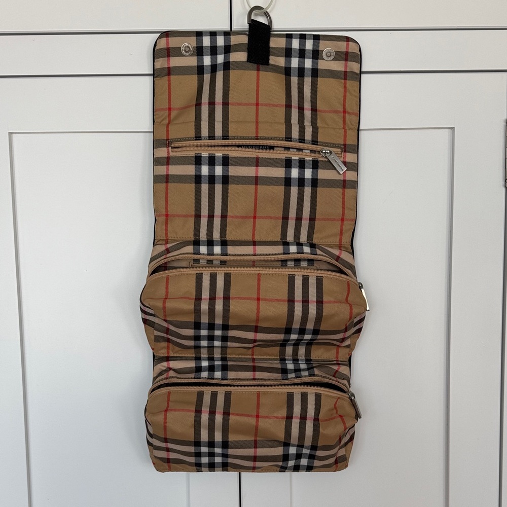 Burberry Beige and Black Check Toiletry Bag